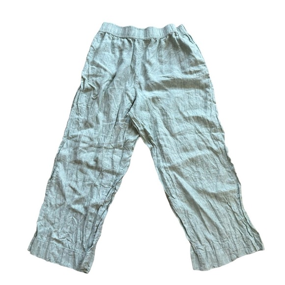 Tahari 100% Linen Light Green Cropped Women’s Pants Size Large Lagenlook Prarie - Picture 3 of 10